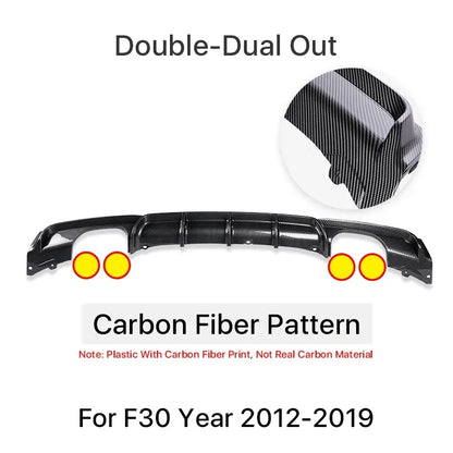 For BMW 3 Series F30 F31 2012-2019 MP Rear Bumper Diffuser LipCarbon M Tech Diffusor Body Kit M Sport Gloss Black 320i 328i