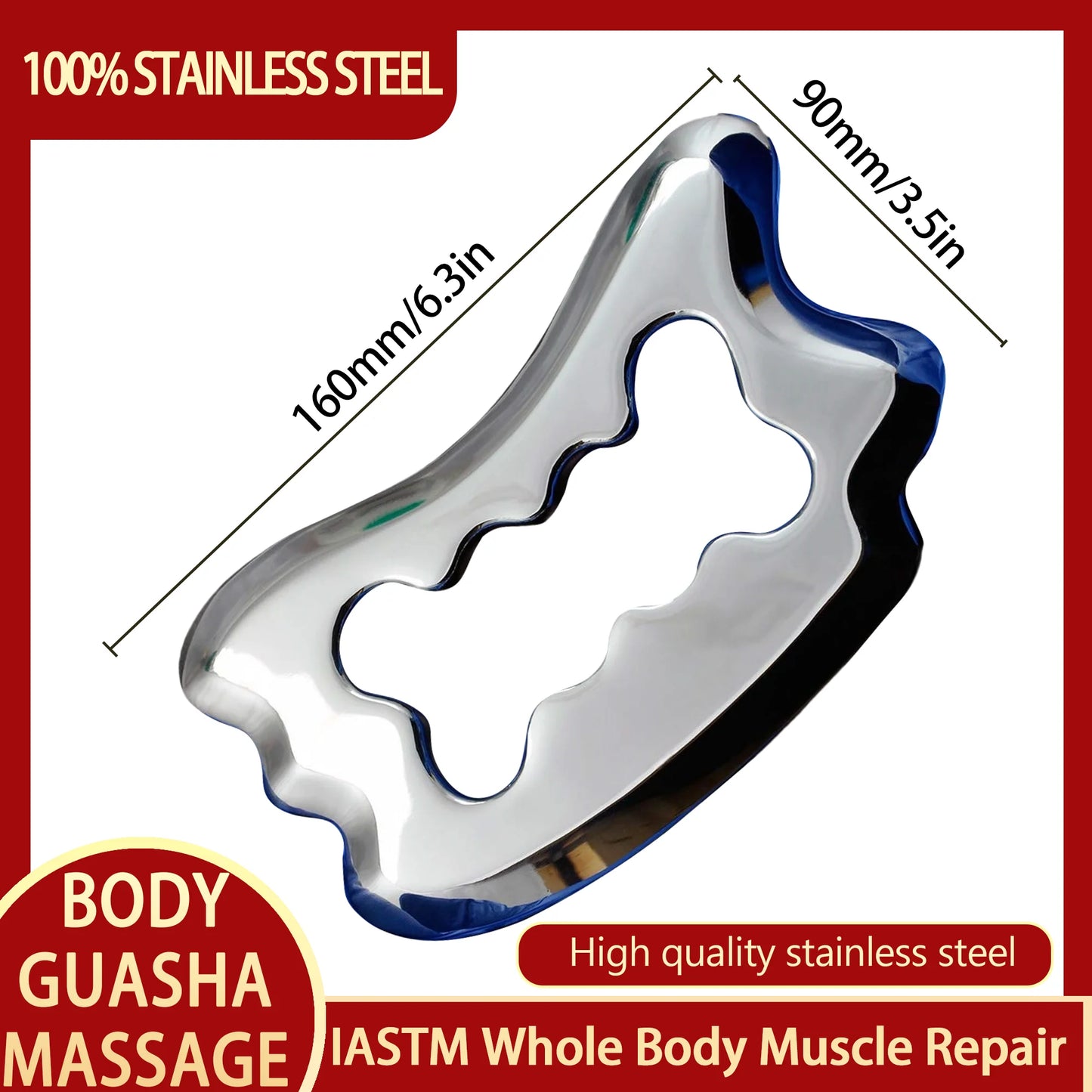 Stainless Steel Gua Sha Massage Tools Muscle Scraper Tool,Graston Tool Set for myofascial Release,Scar Tissue Massager for Back
