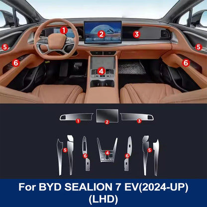 For BYD SEALION 7 EV 2024 Pre-cut Transparent TPU Anti-Scratch Protection Film Central Control Navigation Screen Interior Cover