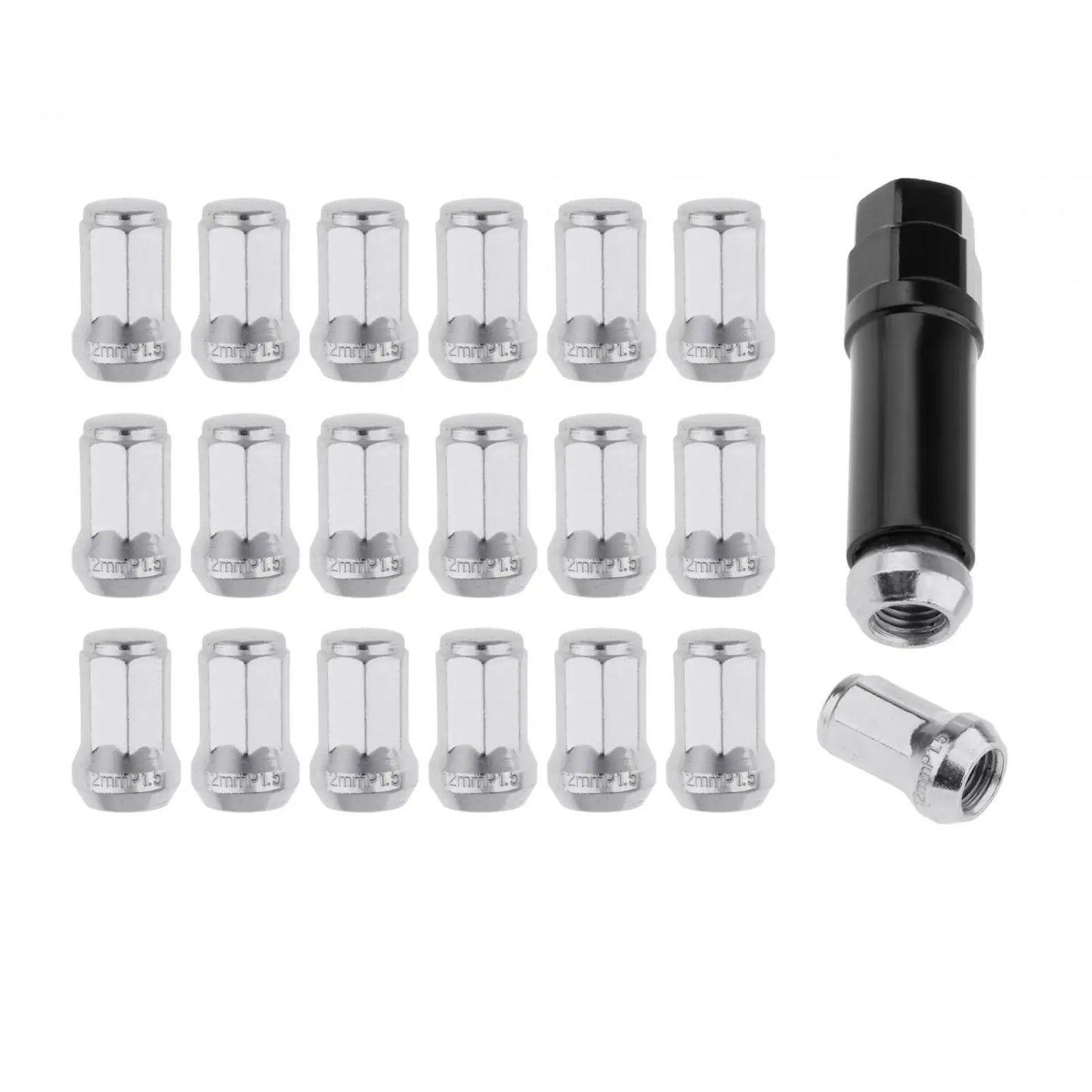 Wheel Lug Nuts Replacement Set M12 Cold Forged Carbon Steel Socket Key for Automotive Tire Maintenance