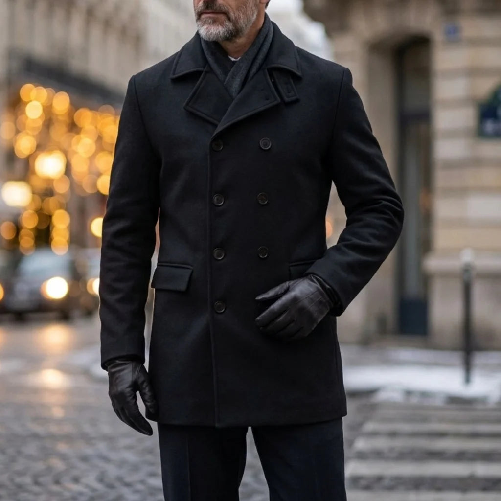 New Men's Wool Blends Double Breasted Trench Coat - Winter Knee-length Jacket | Business Casual & Streetwear Long Coat for Men