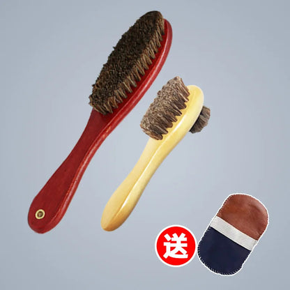 Soft Bristle Horse Hair Brush Shoe Cleaner Stain Remover for Velvet Matte Leather Dusting And Polishing