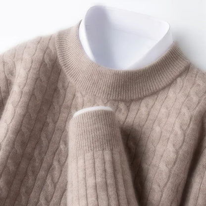 100% Australian Merino Wool Sweater Men's, 410g Thickened Anti-Pilling, Old Money Style, 4 Colors