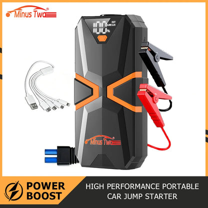 Portable 1000A Car Jump Starter & Air Compressor, Digital Tire Inflator, Emergency Power Bank with LED Flashlight for Vehicle