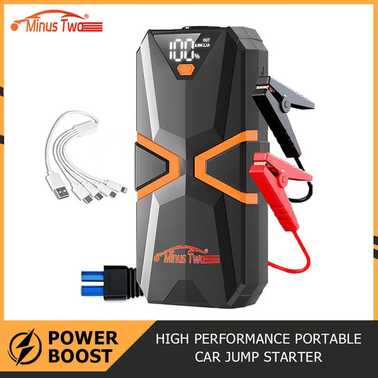 Portable 1000A Car Jump Starter & Air Compressor, Digital Tire Inflator, Emergency Power Bank with LED Flashlight for Vehicle