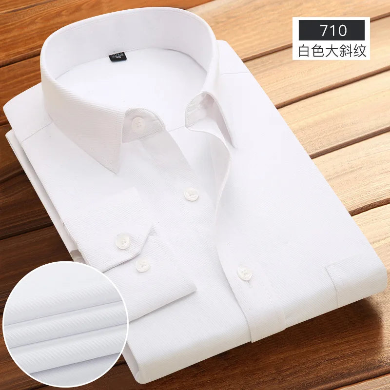 Men's Striped Long Sleeve Shirts 2026 Autumn Anti-wrinkle Business Shirt Fashion Casual Comfortable Breathe Slim Fit Shirts