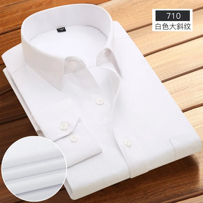 Men's Striped Long Sleeve Shirts 2026 Autumn Anti-wrinkle Business Shirt Fashion Casual Comfortable Breathe Slim Fit Shirts