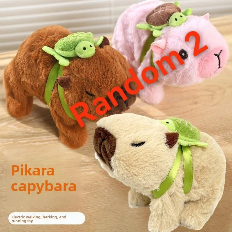 2026 Cross-border simulation of electric plush Capibala dolls can walk and cry electronic pet capybara children's toys