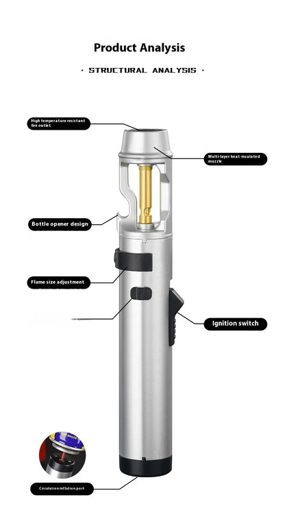 Powerful Metal Gas Lighter Windproof Kitchen Cooking Torch Flame Jet Barbecue Smoking Accessories Cigar Lighters Men's Gift