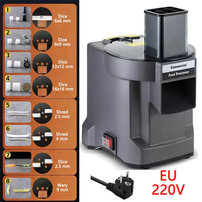 New 8 IN 1 Commercial Electric Food Processor Multifunctional Vegetable Cutter for Dicing, Slicing, Shredding and Strip Cutting