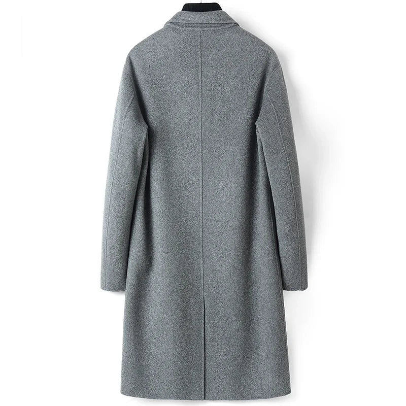 YOLANFAIRY 2025 Men Clothing 100% Wool Coat Autumn Winter Double-sided Wool Trench Coat Long Coat Windbreaker Jackets Abrigos