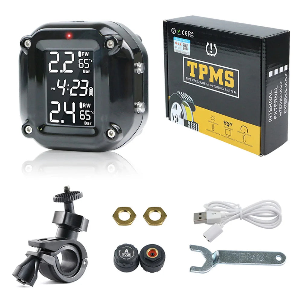 Motorcycle Tire Pressure Sensors Moto Tire Pressure Monitoring System 2 Wheel Tyre External Sensor for Motorbike Bicycle TMPS