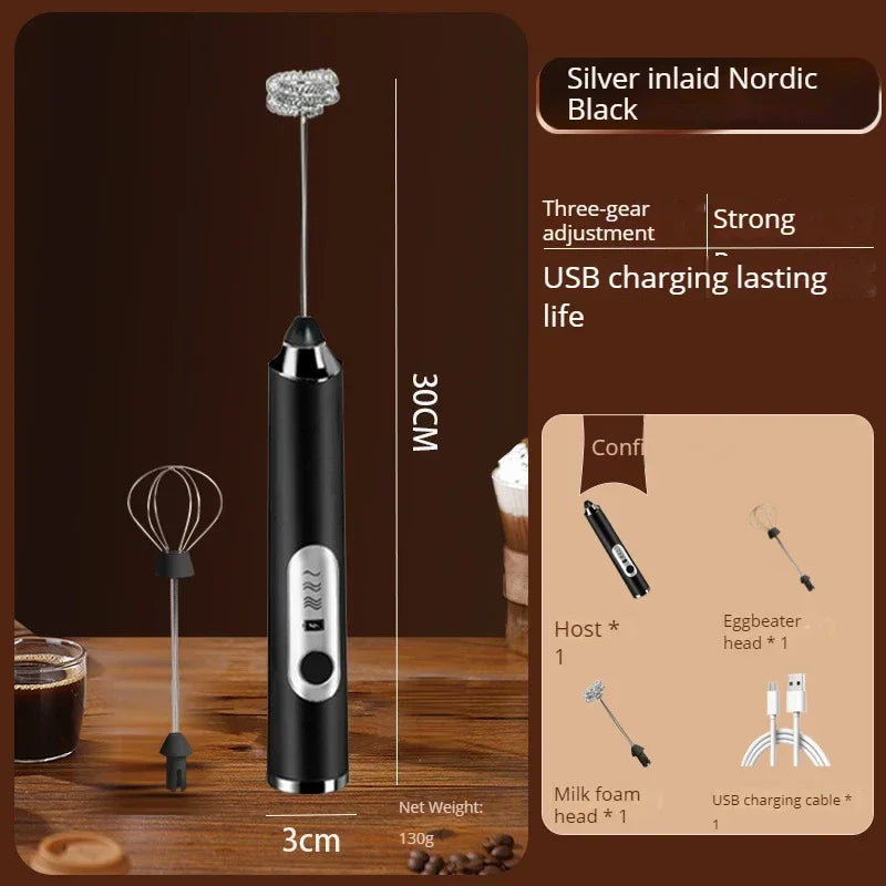 Electric Milk Frother Handheld Whisks Mini Wireless USB Rechargeable Powerful Convenience Coffee Milk Whipping Kitchen