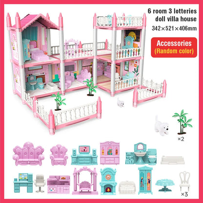 DIY Doll House Assembly Villa Castle Model Furniture Accessories Home Decoration Girl Role Play Educational Toy Christmas Gifts