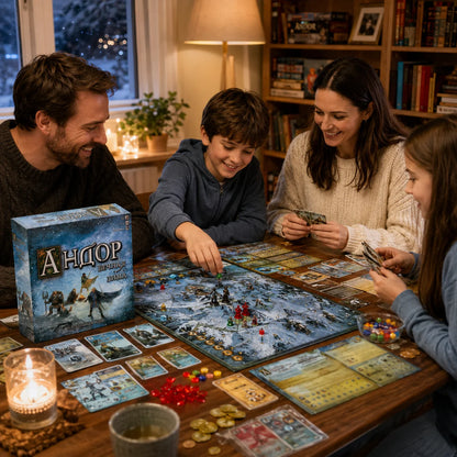 Andor Eternal Winter Board Game, Fantasy Adventure Strategy Game with Map Cards Tokens for Family, Russian Version