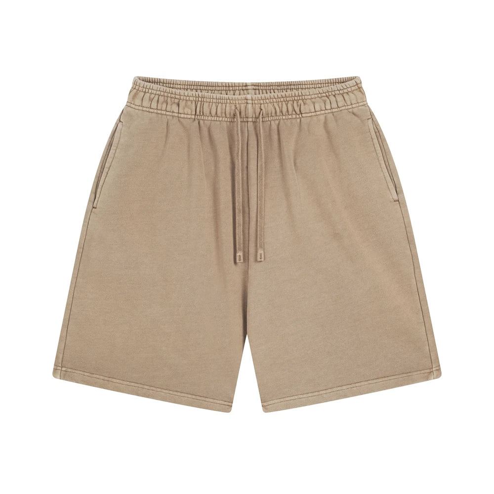 ZODF Fashion Summer Men 420gsm Washed Cotton Shorts Retro Unisex High Street Terry Knee Length Short Pants Streetwears HY0845