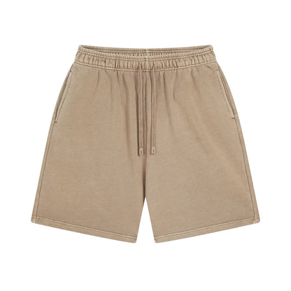 ZODF Fashion Summer Men 420gsm Washed Cotton Shorts Retro Unisex High Street Terry Knee Length Short Pants Streetwears HY0845