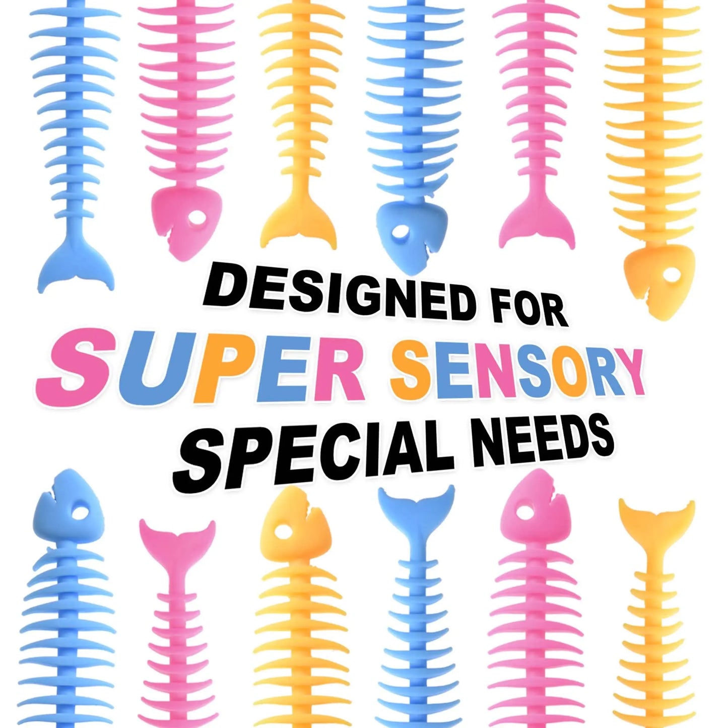 5/10/20/40pcs Squishy Fidget Toys,Fish Bone Sensory Toys, Muticolor Stretchy Strings Toy for Stress Relief, Tangle Fidget Toy,