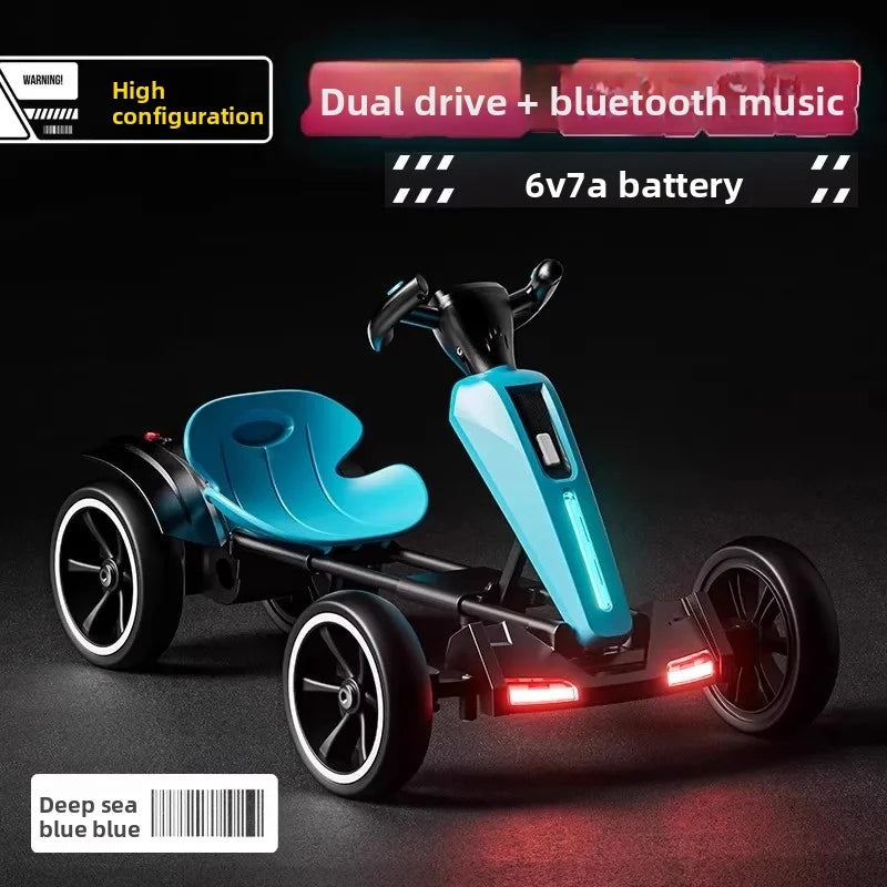 N‌ew Foldable Portable Kids Electric Go-Kart with 390 Motor Cool LED Lights No Assembly Outdoor Off-Road Toy Car for Boys/Girls
