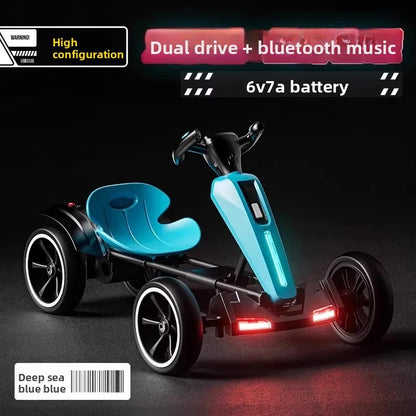 N‌ew Foldable Portable Kids Electric Go-Kart with 390 Motor Cool LED Lights No Assembly Outdoor Off-Road Toy Car for Boys/Girls