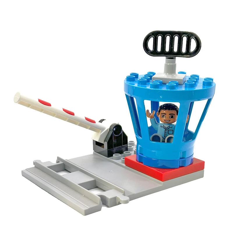 Big Size Building Blocks Train Railway Transport Set Track Parts Electric Locomotive DIY Assemble Interaction Toys For Children