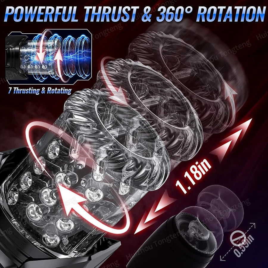 Automatic Masturbator Stroker Adult Toys with 7 Thrusting Rotating 7 Licking Vibrating Modes Hands-Free Sex Machine Pocket Pussy