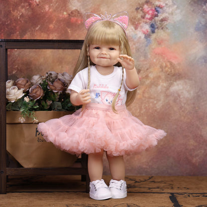 KEIUMI 55CM Reborn Baby Doll Silicone Vinyl Soft Touch Body Lifelike Handmade 3D Painted Skin Waterproof Bath Dolls Cuddly Toy