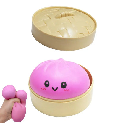 Fun Dumpling Stress Balls Reusable Simulation Bun with Steamer Low Rebound Decompression Toys Dough Ball Home Decoration Gifts