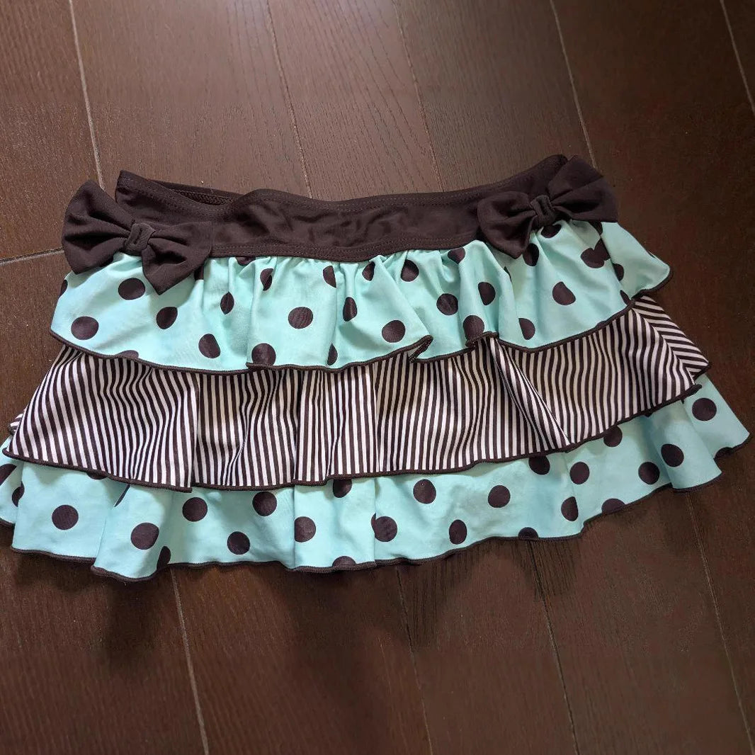 Mint Chocolate Ins Style Polka Dot Cute Bow Sleeveless Vest Cake Dress Skirt Two-Piece Suit Sweet girl Y2K style