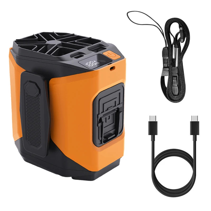 3-in-1 Waist Fan with Power Bank & Flashlight 10000mAh Strong Wind Neck Hanging Fan Portable Outdoor Mini Fan