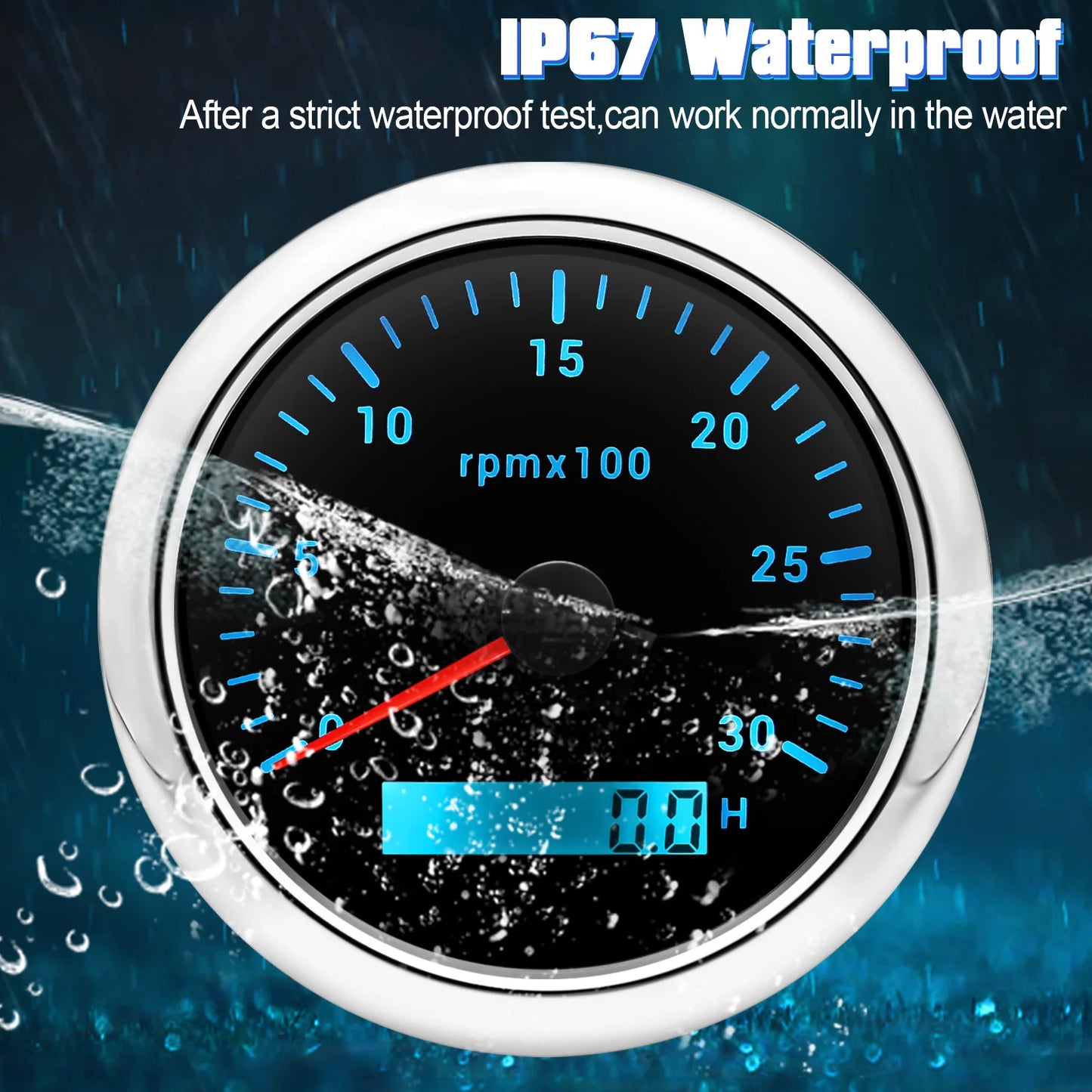 85MM Tachometer with LCD Hour Meter For Marine Boat Car RPM Gauge 8000rpm 6000rpm RPM Meter Tach Gauge 7 Colors LED Backlight
