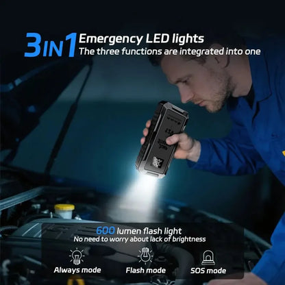 Wireless Charging Car Jump Starter with Portable Power Bank - 12V Emergency Auto Battery Booster