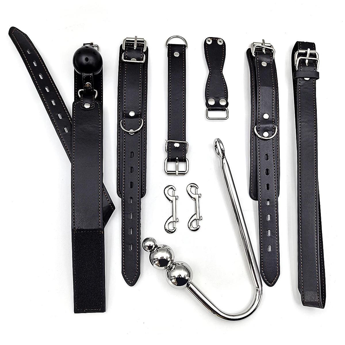 BDSM Anal Hook Leather Suit SM Anal Plug Handcuff Collar Restraint Butt Plug Adult Pleasure Sexual Wellness Adult Sex Toys