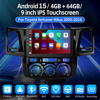 DAB+ 9“ Android 15 For Toyota Fortuner HILUX Revo Vigo N70 2007-2015 Multimedia Video Player Stereo GPS 2din Carplay Car Radio