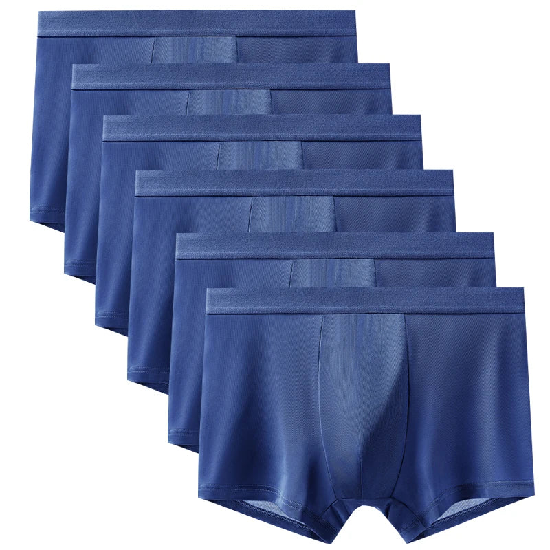 6pcs Men's Summer Ice Silk Boxers Briefs Males Underwears Boys Comfort Underpants Shorts Mans Ultra-thin Breathable Sexy Panties