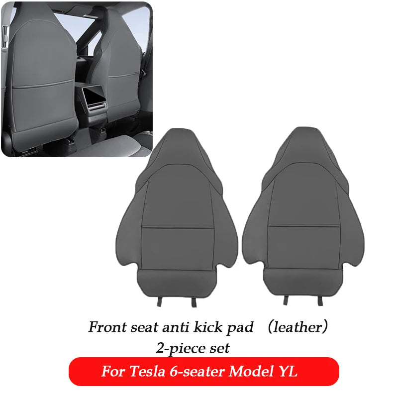 For Tesla Model Y L Launch 2025 2026+ Back Seat Cover 2PCS Leather Protector Wear-Resistant Kick Seatback Mats Accessories