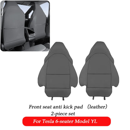 For Tesla Model Y L Launch 2025 2026+ Back Seat Cover 2PCS Leather Protector Wear-Resistant Kick Seatback Mats Accessories