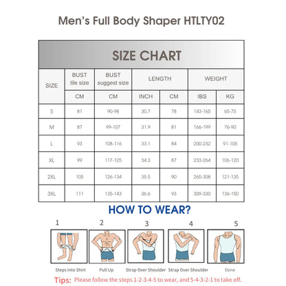 Men's Shapewear Bodysuit Tummy Control Slimming Shirt, Breathable Comfort with Back Opening for Easy Wear, Workout Body Shaper