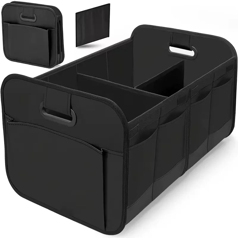 Collapsible Car Trunk Storage Box, 600D Oxford Fabric SUV Organizer with Reinforced Handles & Multiple Compartments for Vehicle