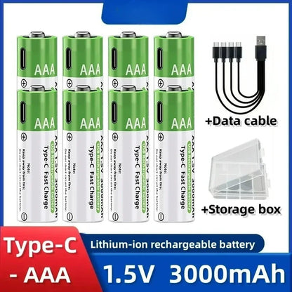 2025NEW Lithium-Ion Battery Type-C Rechargeable High-Capacity Battery AA&AAA Battery For remote control, mouse, electric toys
