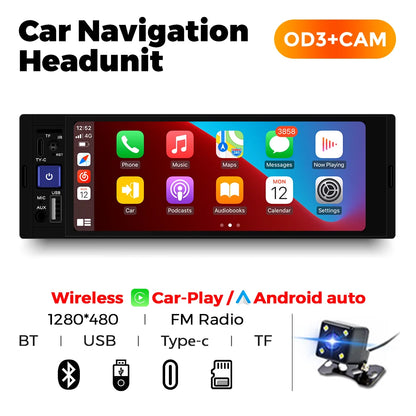 1din 6.86inch HD Touch Screen Multimedia Player Wireless For Apple Carplay Android Auto Support Bluetooth AUX Mirror Link FM SWC