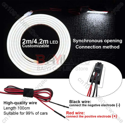 12V LED car atmosphere light, 200cm/420cm Car Universal trunk light bar, DIY can cut car tail lamp brightening Auto Accessories