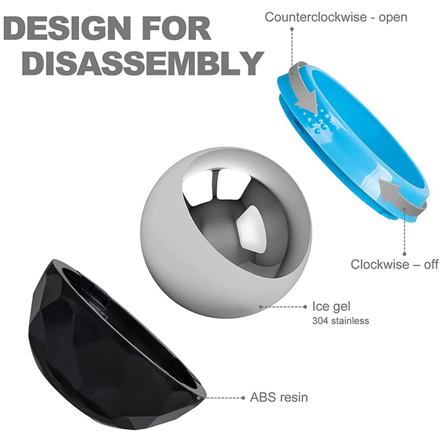 Cold Massage Roller Ball Handheld Heat Relief Stainless Steel Rolling Ice Ball Blue Black Cold Compress Massage Ball