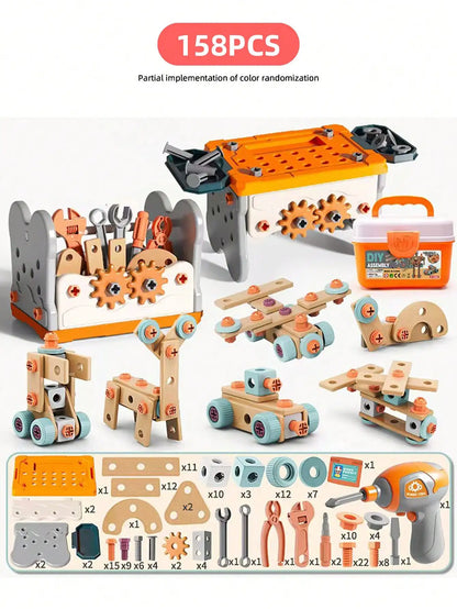 Kids Tool Set DIY Nut Assembly Puzzle Simulated Screwing Toolbox Early Educational Disassembly Repair Kit STEM Montessori Toys