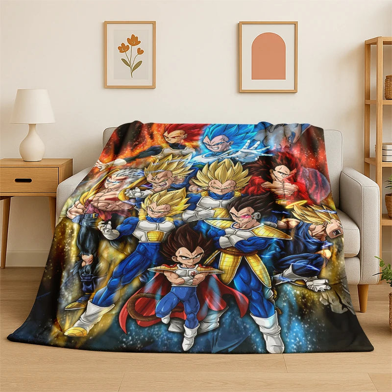Dragon Ball Z Goku All Character Print Flannel Blanket for Sofa Soft Cozy Throw Blanket for Couch Bed Living Room Anime Fan Gift