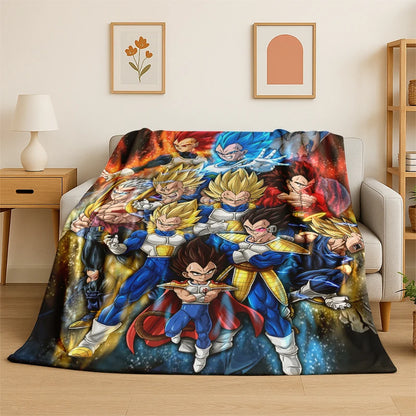 Dragon Ball Z Goku All Character Print Flannel Blanket for Sofa Soft Cozy Throw Blanket for Couch Bed Living Room Anime Fan Gift