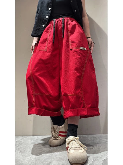 Amax LuluE 2026 Japanese Design Soild Pants Females Summer Fashion Loose Elegant Harem Trousers Womens Vintage Leisure Clothes