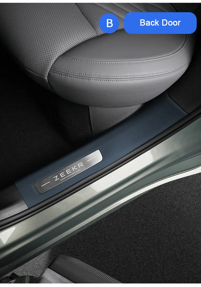For Zeekr 001 2024 2025，Leather Car Door Anti-kick Pad Front Rear Door Protective Pad Threshold Bar Car Modification Accessories