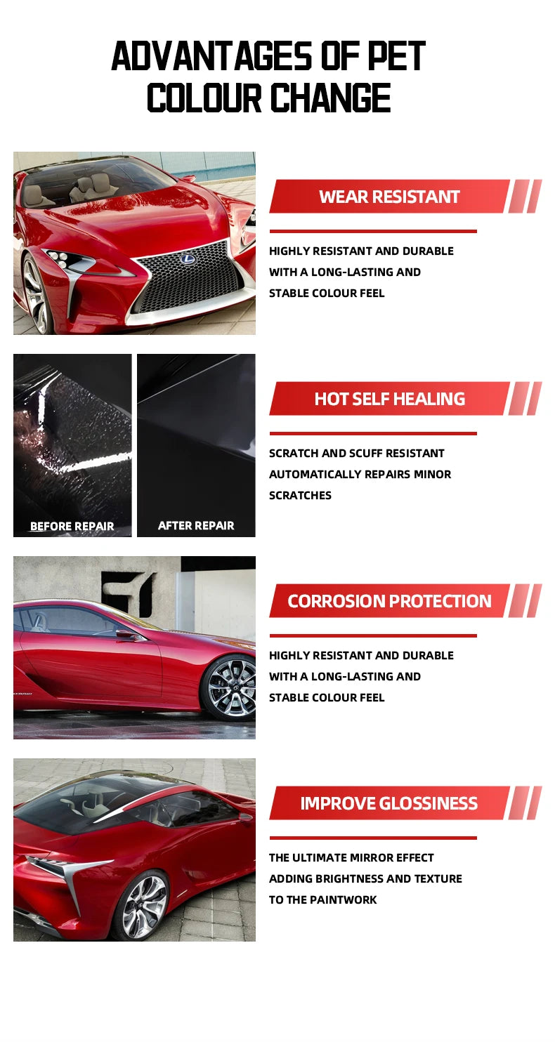 Streamer Black Magic Red Car Vinyl Wrap Full Body Film Self Adhesive Bubble Free Decorative Sticker 1.52x18m
