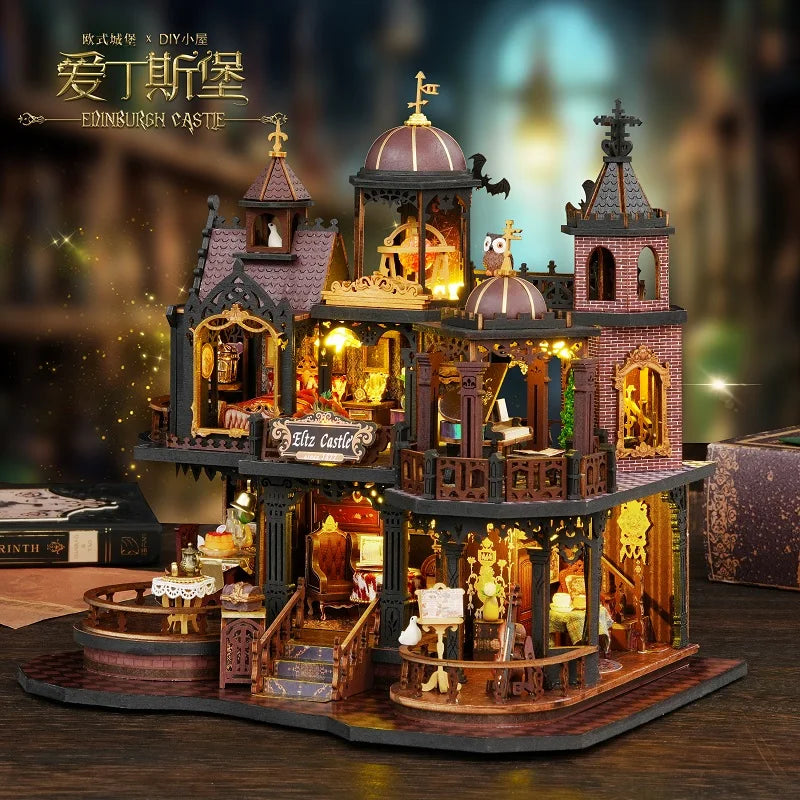 DIY Wooden Miniature Doll Houses Kits Handmade 3D Puzzle Assembly Building With Furniture Lights Dollhouses For Christmas Gift